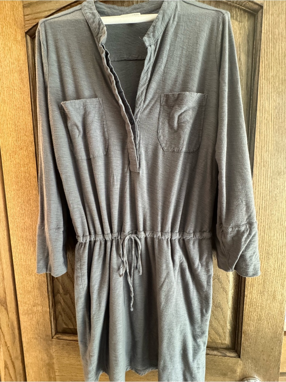 James Perse Charcoal Gray Drawstring Midi Dress